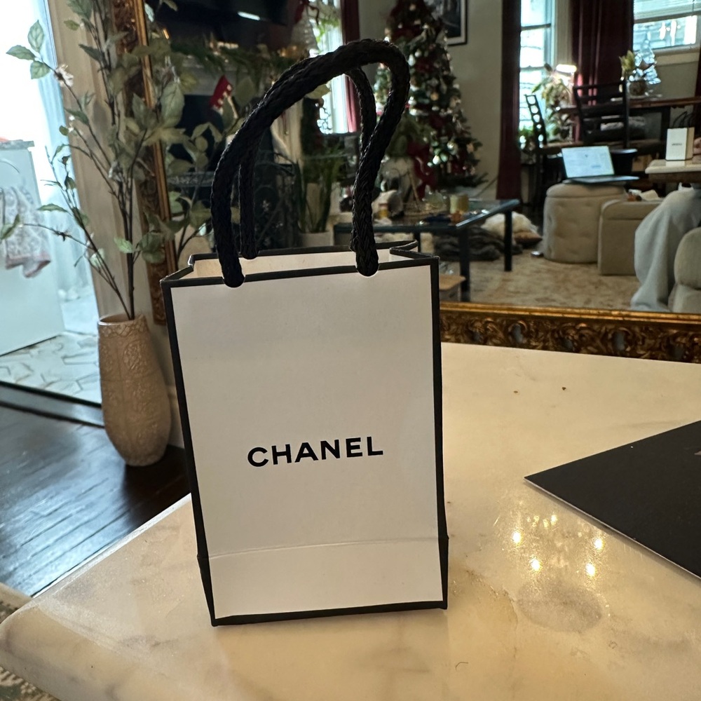 Mini Chanel White and Black Gift Bag